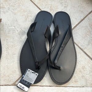 Massimo Dutti Black Leather Sandals